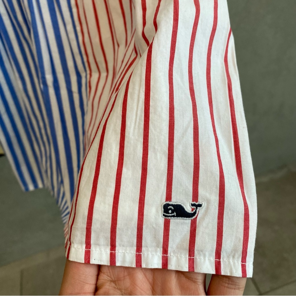 Vineyard Vines Patchwork Striped Mini Dress in Blue, Red, Yellow - Picture 4 of 6